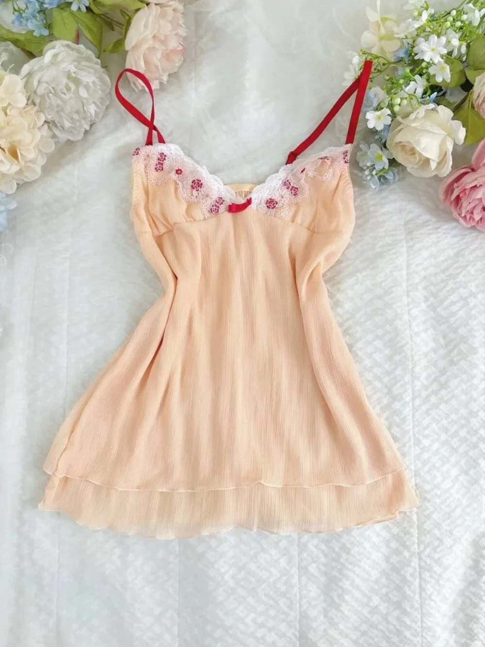 Women's Lace Trim Sleeveless Babydoll Cami Top - Picture 1 of 4